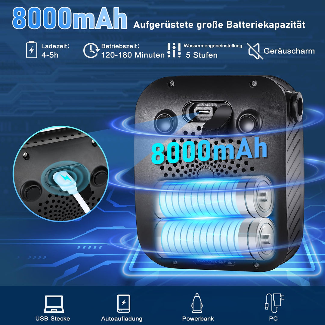 Campingdusche tragbar mit Pumpe 8000mAh Akku IPX8 LED-Display - Bild 2
