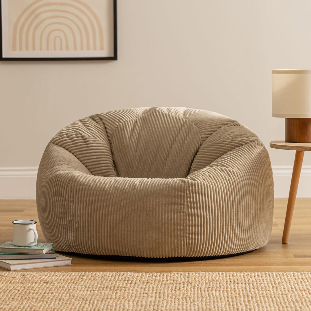 Sitzsack Cord mit Füllung 85x85x50 cm für Erwachsene, Beige - Bild 3