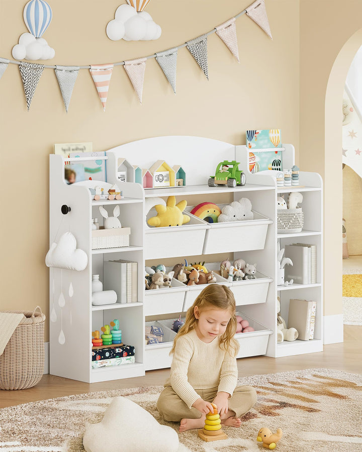Kinderzimmerregal 9 Fächer 8 Boxen mit Haken 30x140x104 cm Weiss - Bild 2