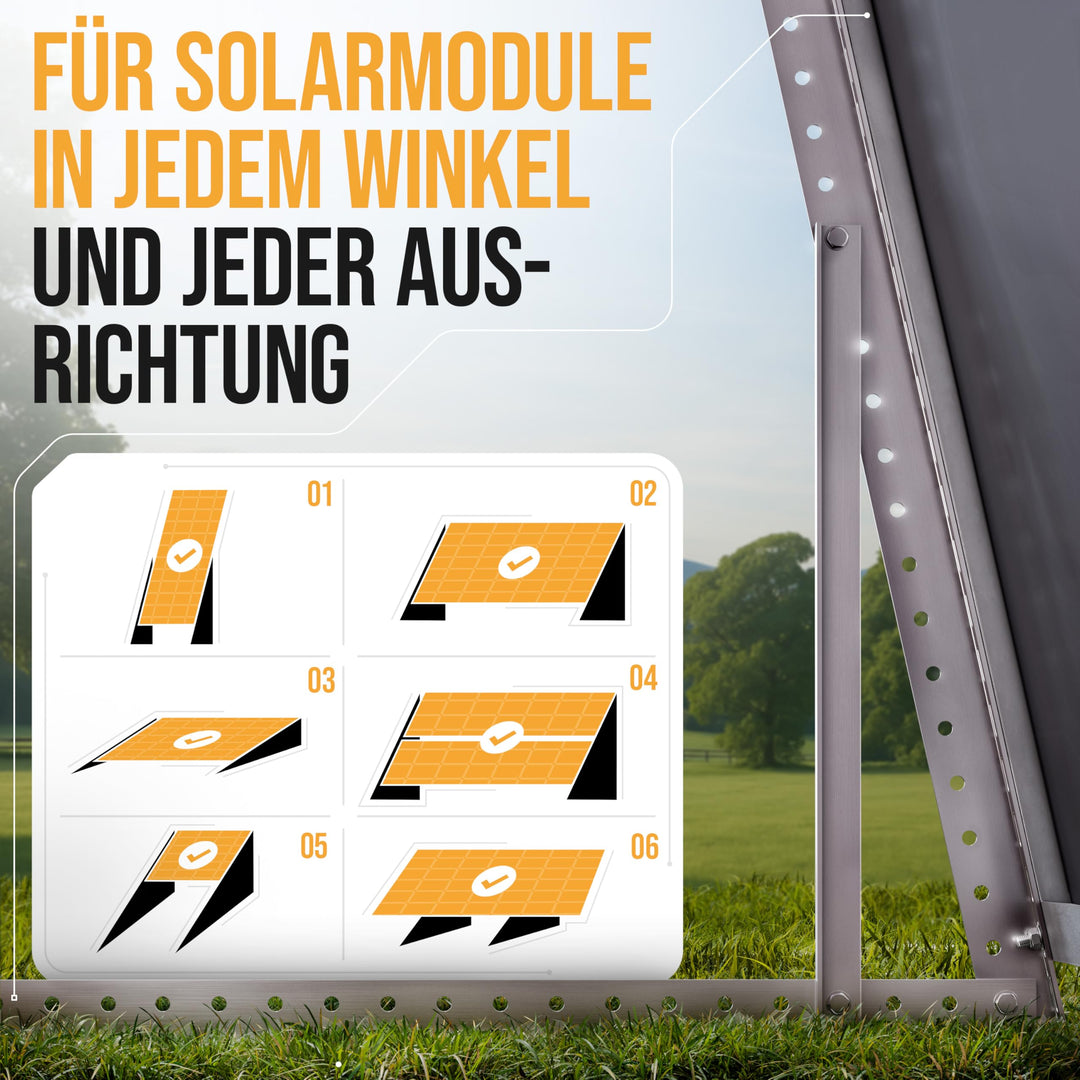 Balkonkraftwerk Halterung Aluminium 118 cm für 2 Solarmodule 4er-Set - Bild 8