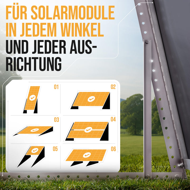 Balkonkraftwerk Halterung Aluminium 118 cm für 2 Solarmodule 4er-Set - Bild 8