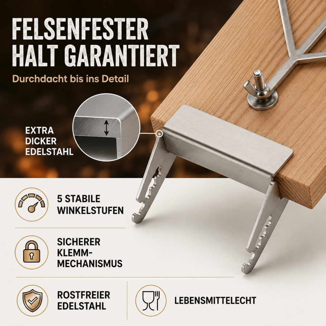 Flammlachsbrett 2er Set Buche mit Edelstahlhalterung für Grill - Bild 4