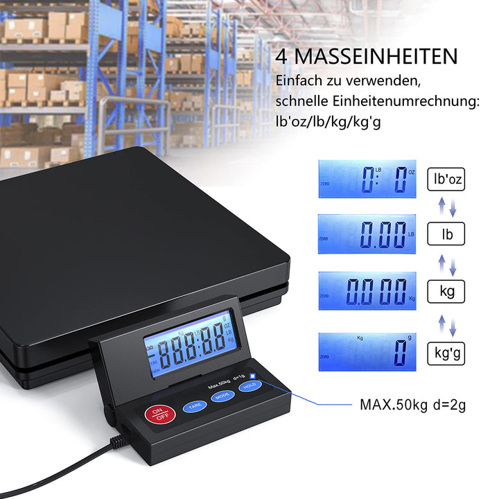 Paketwaage Plattformwaage 50kg/2g mit klappbarem LCD-Display - Bild 6