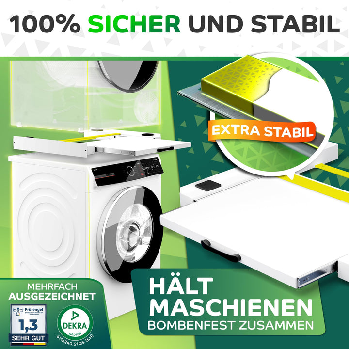 Zwischenbaurahmen Waschmaschine Trockner Stahl mit Ausziehplatte - Bild 2