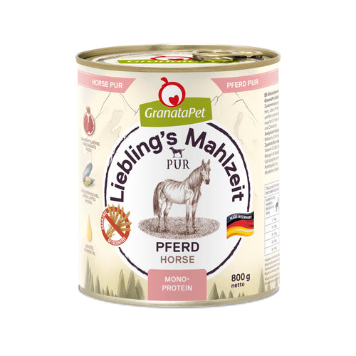 Hundenassfutter Pferd Monoprotein getreidrefrei 6x800g
