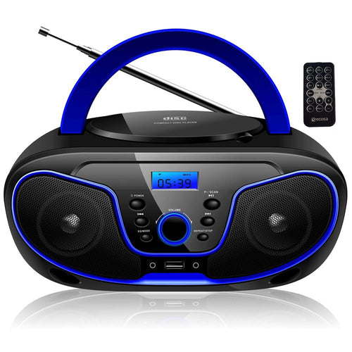 CD-Radio Boombox dunkelblau USB FM AUX 2x2W mit LCD-Display