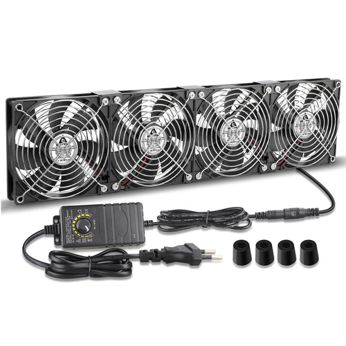 PC-Lüfter 4x 120mm 230V regelbar Doppelkugellager DIY-Set