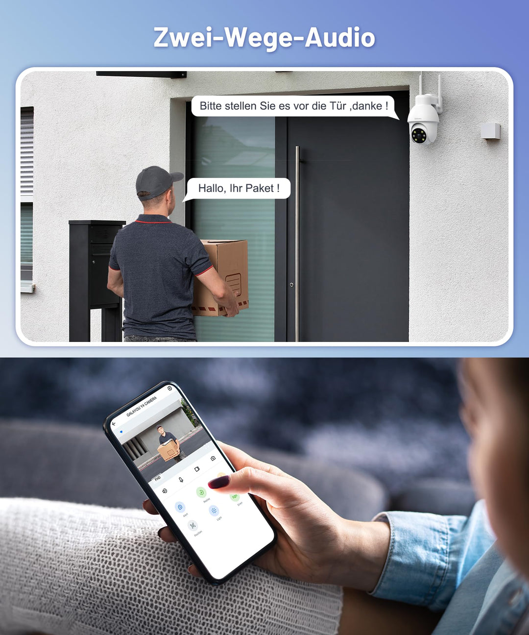 Überwachungskamera Aussen 2K WLAN PTZ mit Nachtsicht und 2-Wege-Audio - Bild 4
