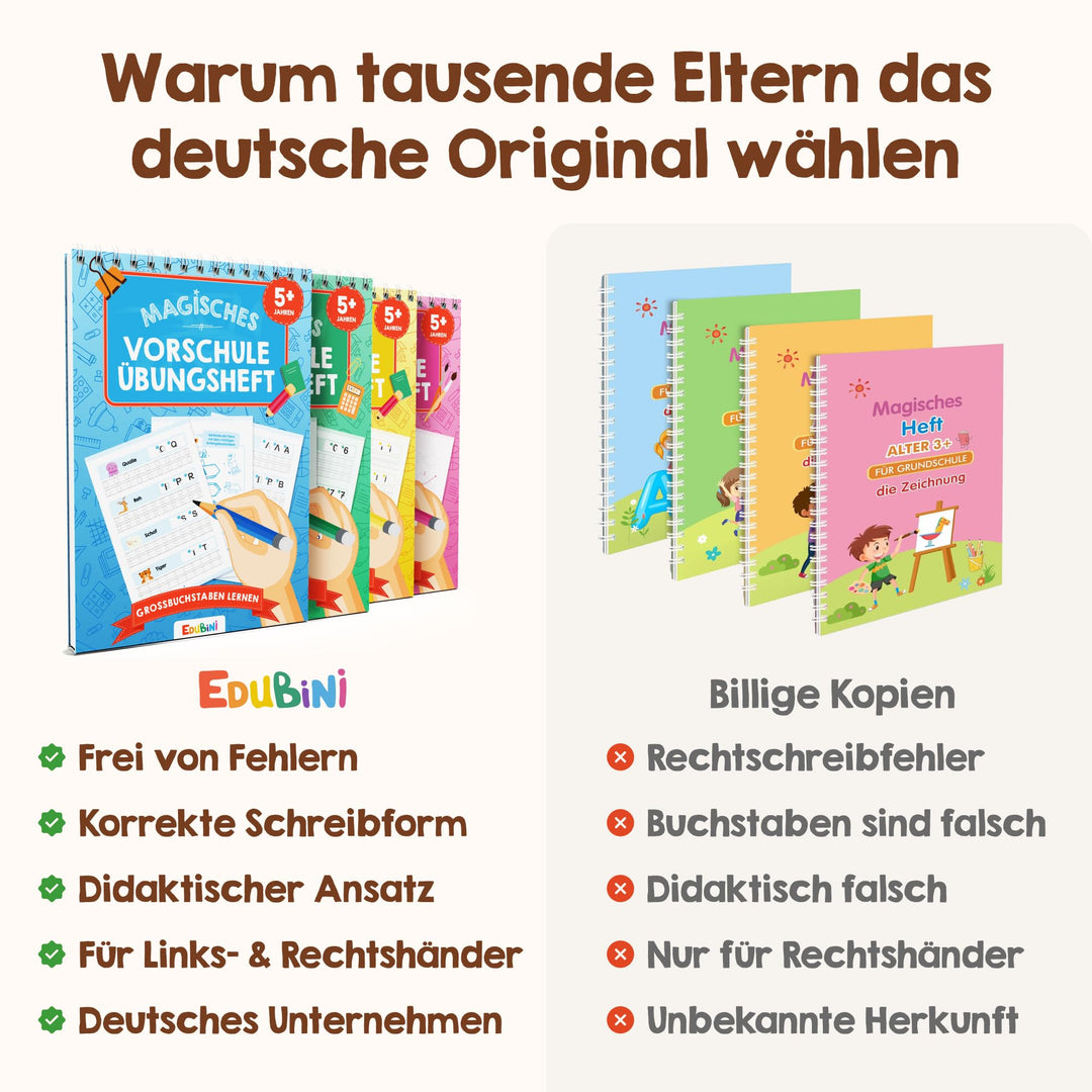 Schreiblernhefte Vorschule wiederverwendbar 6er Set mit Stift ab 5 - Bild 6