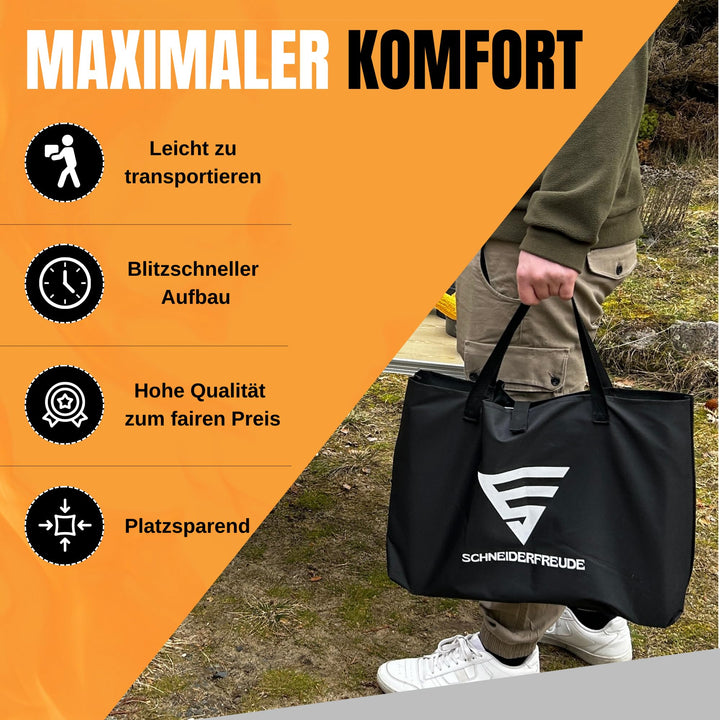 Klappgrill Holzkohle höhenverstellbar mit Zangen &amp; Tasche - Bild 3