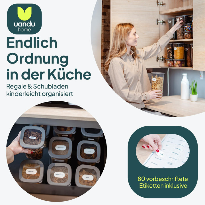Vorratsdosen luftdicht 24er-Set Kunststoff für Küche und Speisekammer - Bild 2