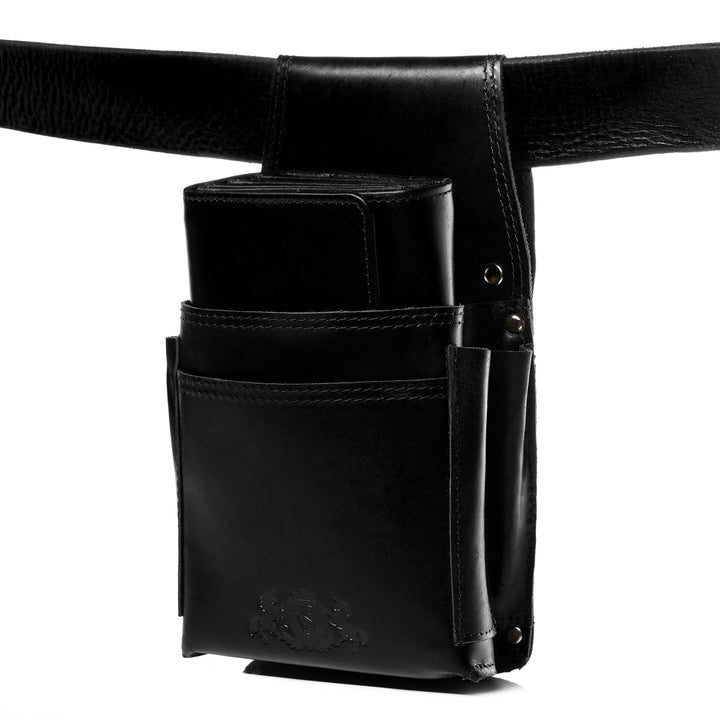 Kellner-Geldbörse mit Holster Echtleder schwarz 13x22x6 cm - Bild 2