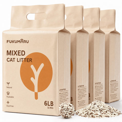 Tofu Katzenstreu Apfelholz-Mix staubfrei 10,8 kg 4er Pack