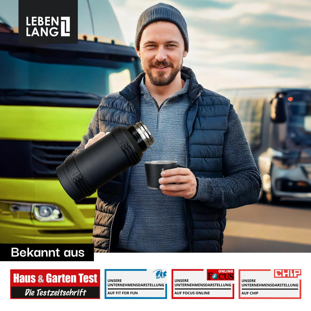 Thermosflasche 1,5 Liter mit Becher und Teesieb 24h Warmhaltung - Bild 6