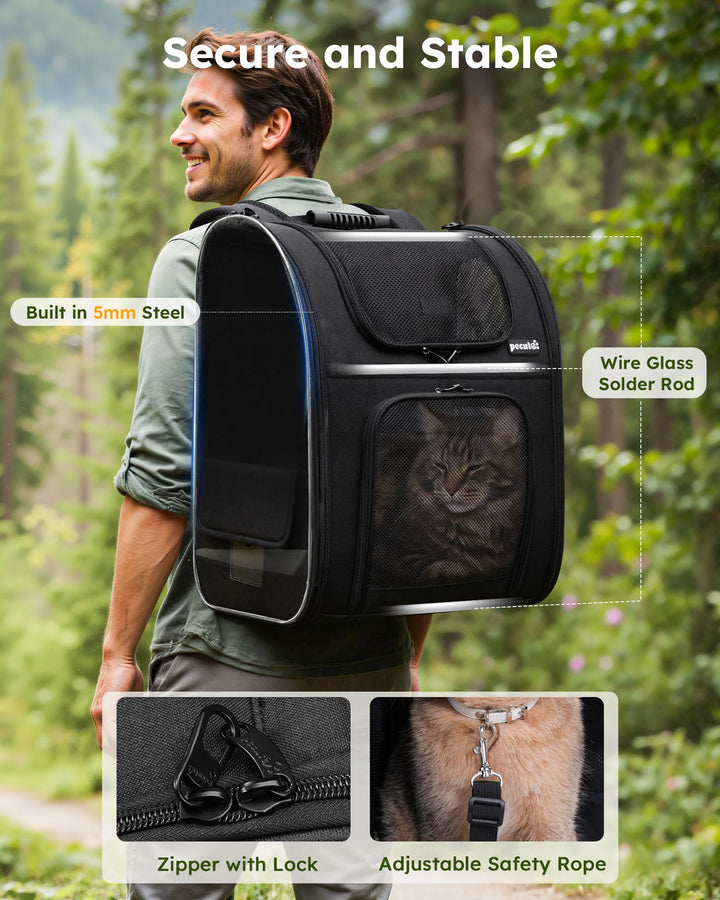 Haustier-Rucksack XL Oxford faltbar mit 4-seitigem Netz für Katzen &amp; Hunde - Bild 5