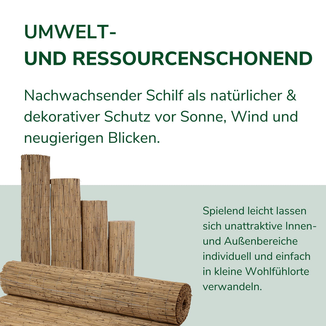 Schilfrohrmatte Sichtschutz Natur 1x6m für Balkon und Garten - Bild 5