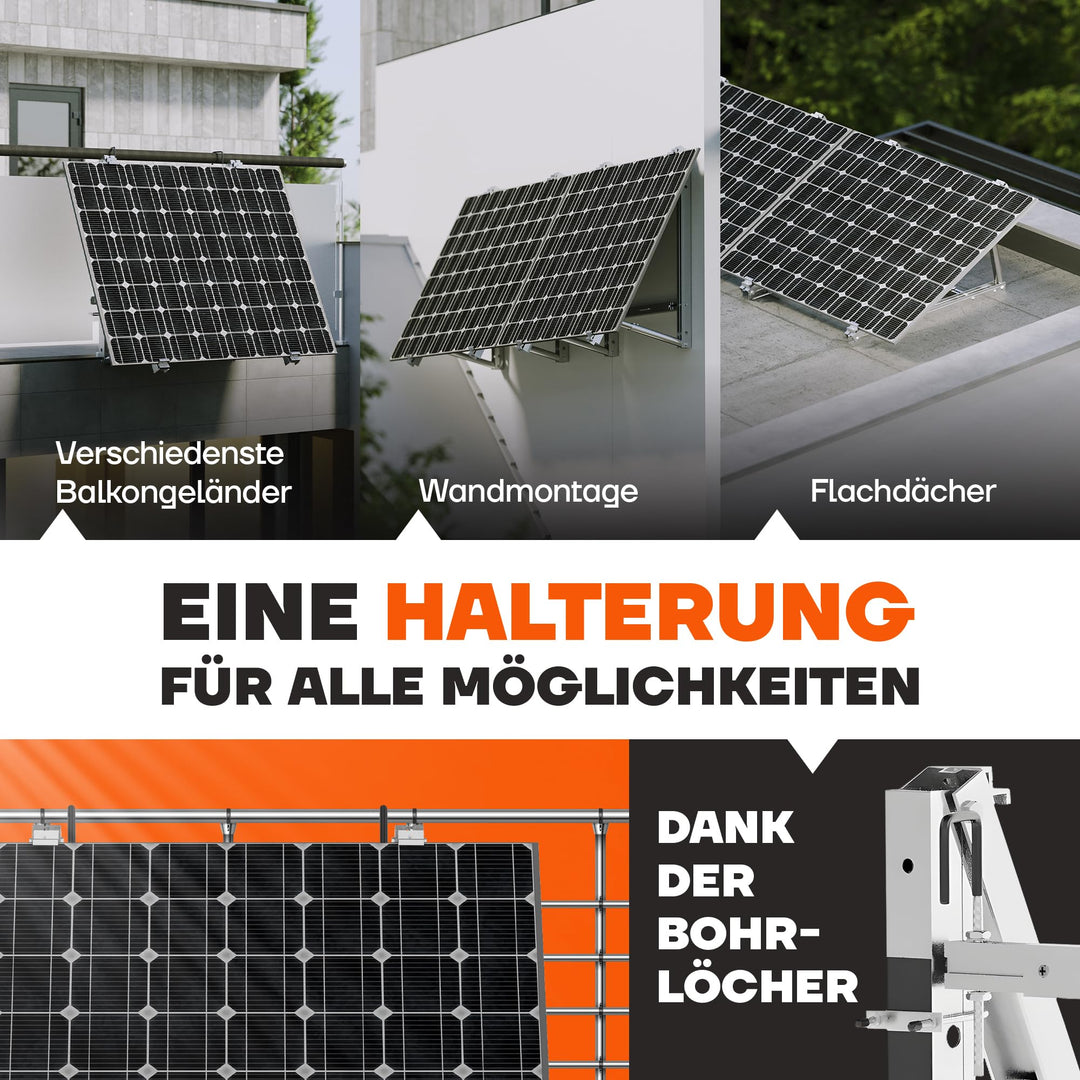 Balkonkraftwerk Halterung Aluminium Edelstahl flexibel für Geländer - Bild 8