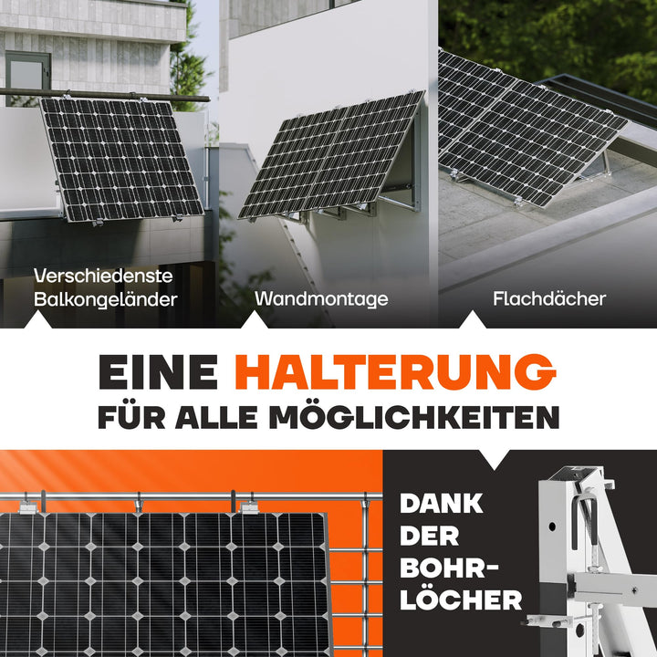 Balkonkraftwerk Halterung Aluminium Edelstahl flexibel für Geländer - Bild 8