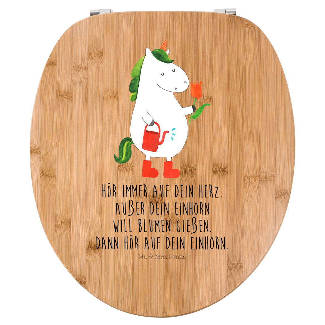 WC-Sitz Einhorn-Motiv mit Giesskanne Bambus/MDF 430x370mm