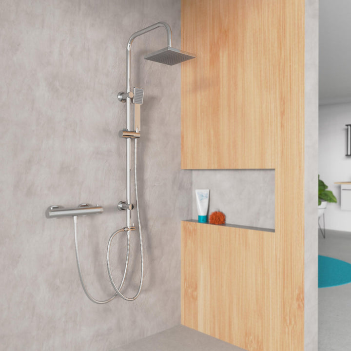 Duschset 2-in-1 Regendusche mit Handbrause ohne Armatur nachrüstbar Chrom - Bild 10