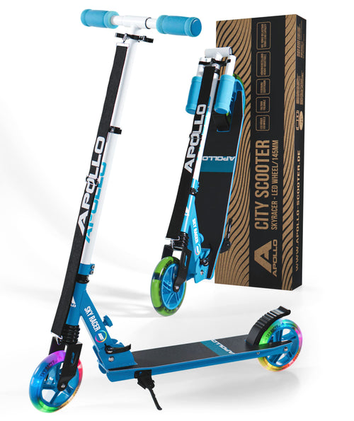 Kinder-Scooter klappbar mit LED-Rädern, Federung, 6–12 Jahre