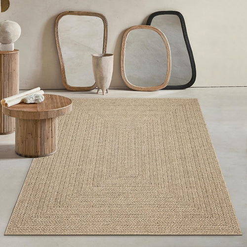 Outdoor Teppich Jute-Look 160x230 cm wetterfest für Balkon Terrasse