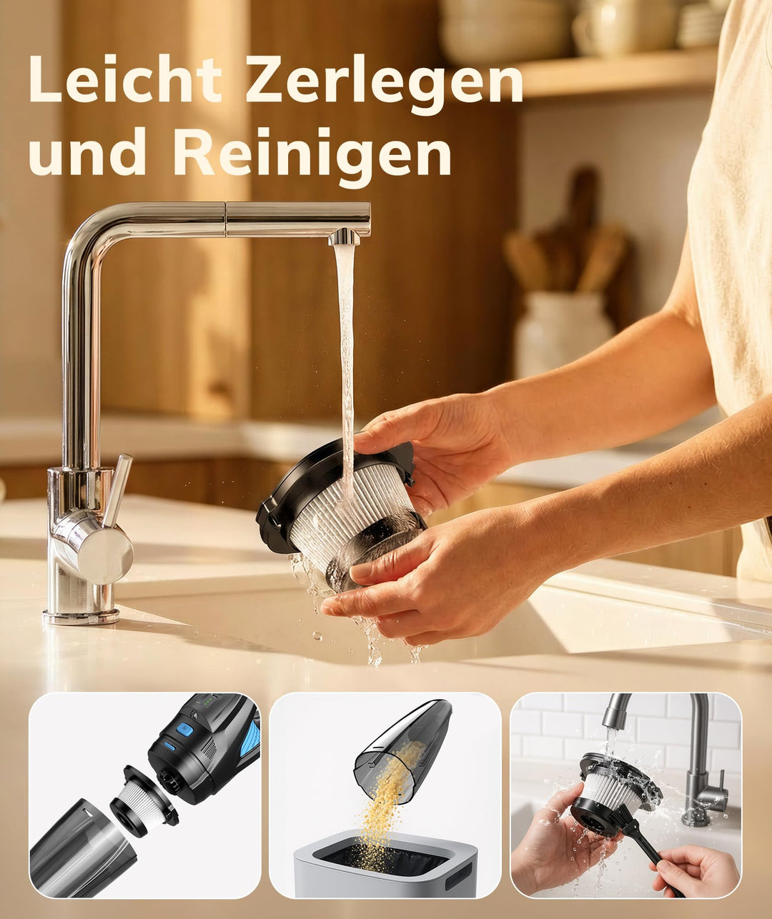 Handstaubsauger Akku kabellos 25 kPa HEPA-Filter 600 ml - Bild 7