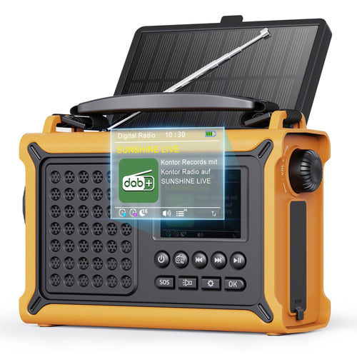 Notfallradio DAB+ Solar Kurbel Bluetooth 12000mAh IPX6