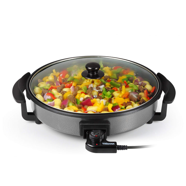 Elektrische Grillpfanne 40 cm 3 L 1500 W mit Glasdeckel