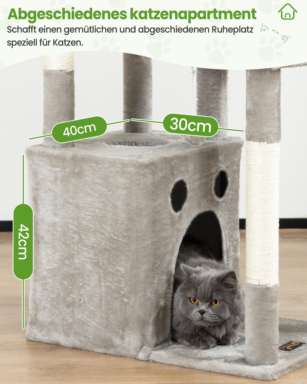 Kratzbaum XXL 170 cm mit 3 Ebenen für grosse Katzen
