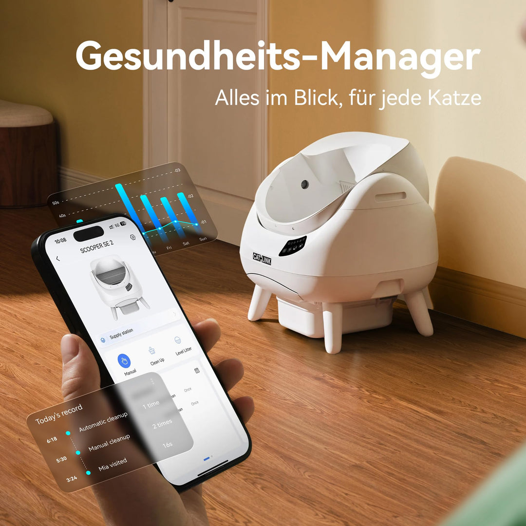 Selbstreinigende Katzentoilette XXL Open-Top 12L mit WLAN-App für Mehrkatzenhaushalt - Bild 6