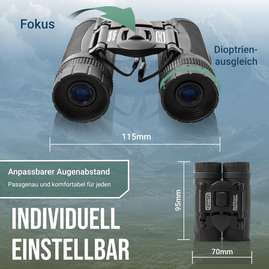 Kompakt-Fernglas 8x25 HD leicht 238g mit Tragetasche Outdoor - Bild 4