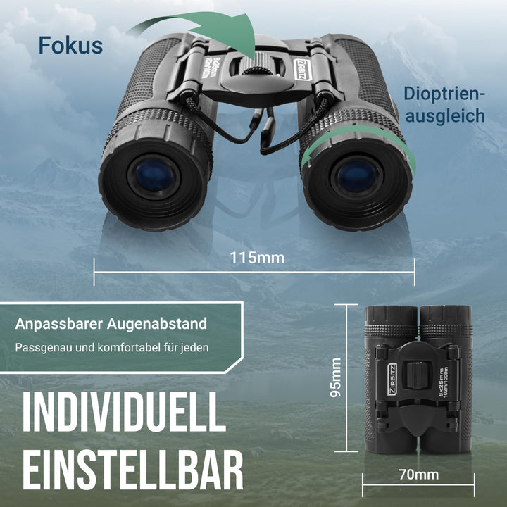 Kompakt-Fernglas 8x25 HD leicht 238g mit Tragetasche Outdoor - Bild 4
