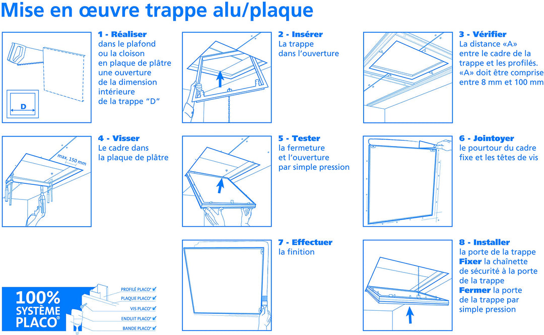 Revisionsklappe Stahl weiss lackiert 300x300 mm für Decke und Wand - Bild 7