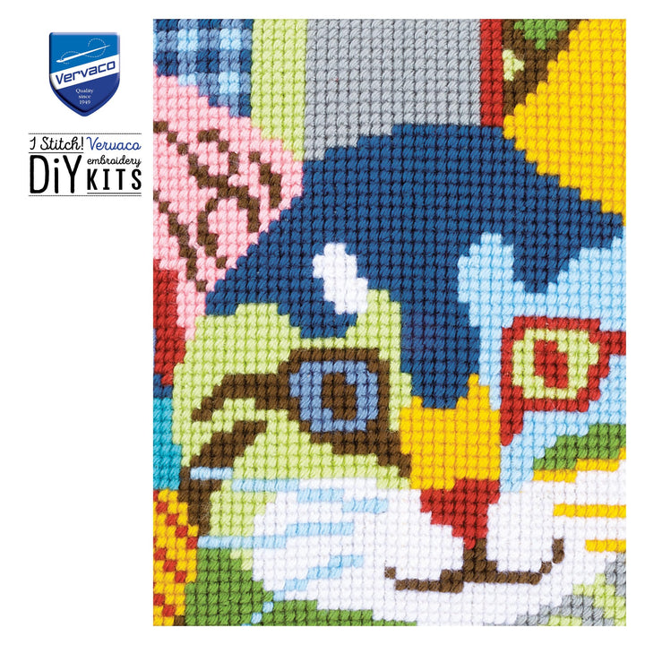 Kreuzstich Stickset Kissen Katze Patchwork 40x40 cm Anfänger - Bild 6
