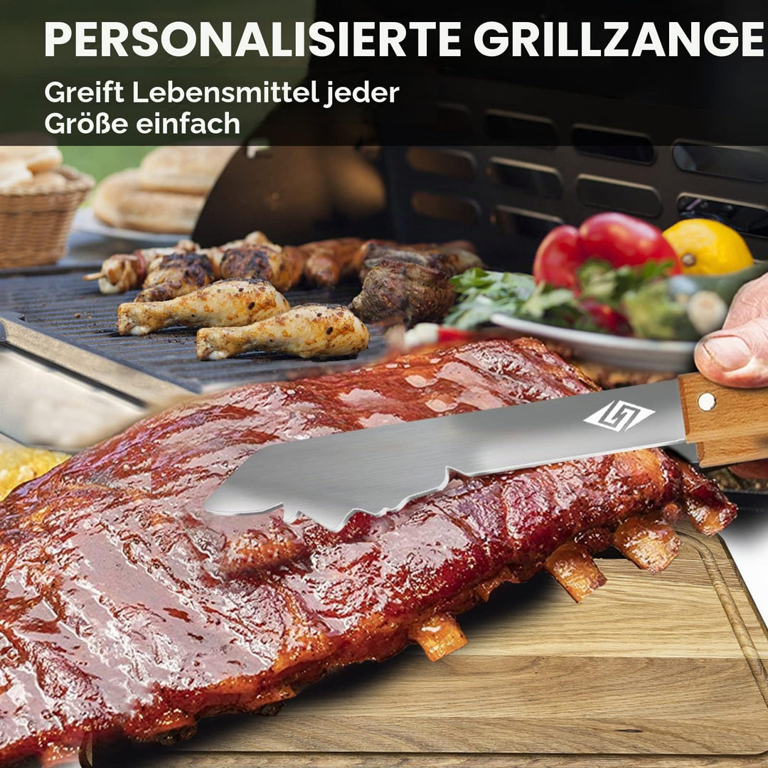 Grillbesteck-Set 3-teilig Edelstahl mit Holzgriff 14 Funktionen - Bild 5