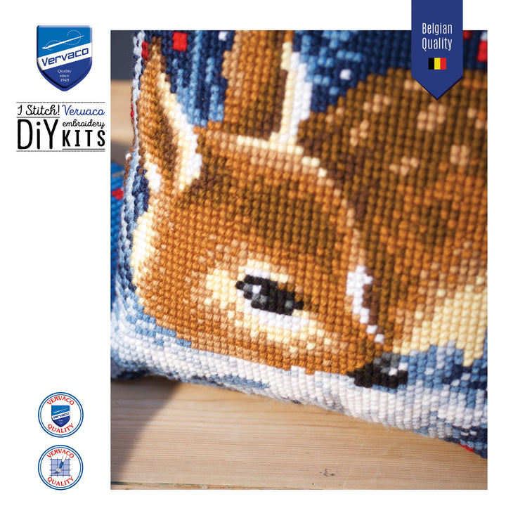 Kreuzstich-Set Kissen Schlafendes Rehkitz vorgedruckt 40x40 cm - Bild 5