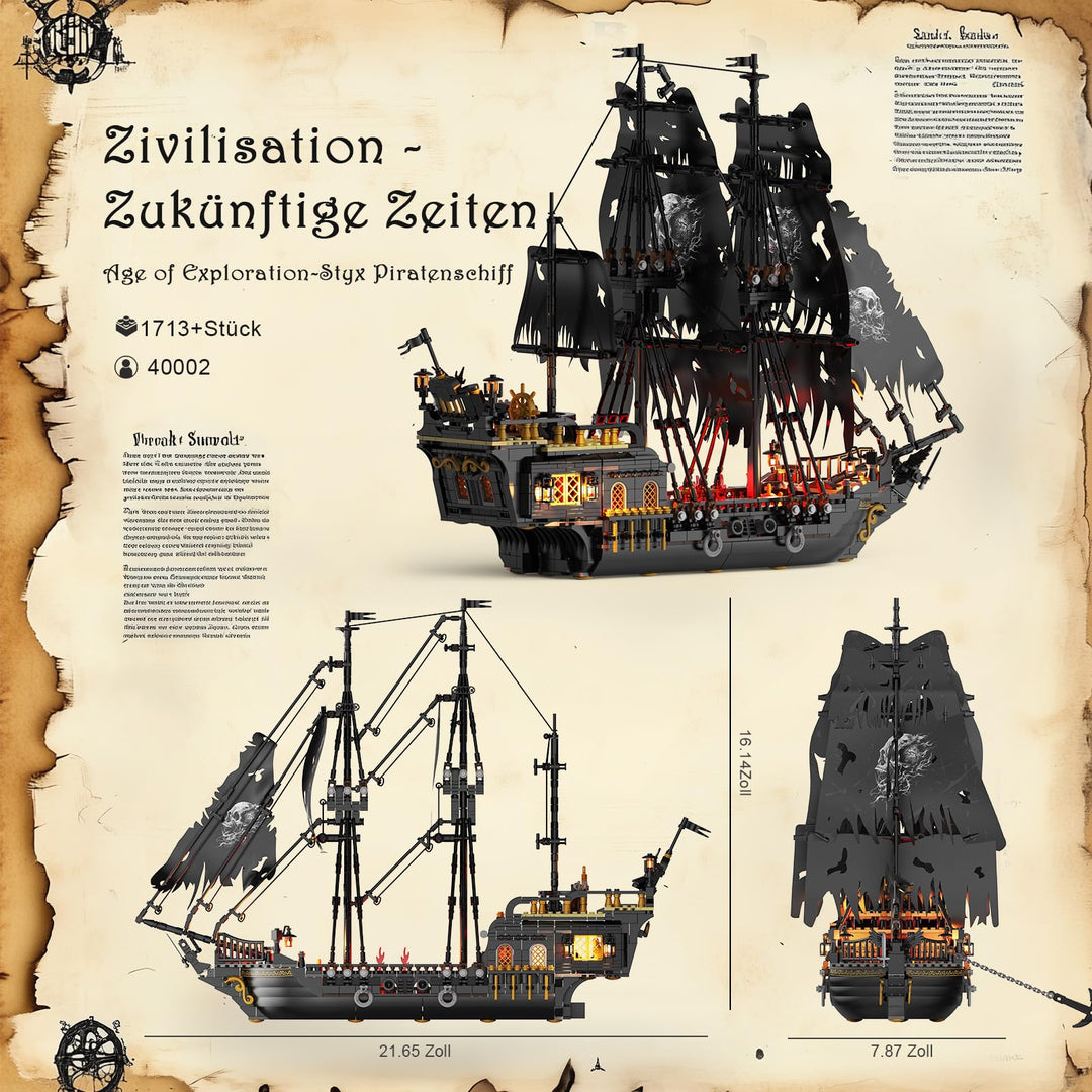 Piratenschiff Klemmbaustein-Modell mit LED-Beleuchtung 1713 Teile - Bild 5