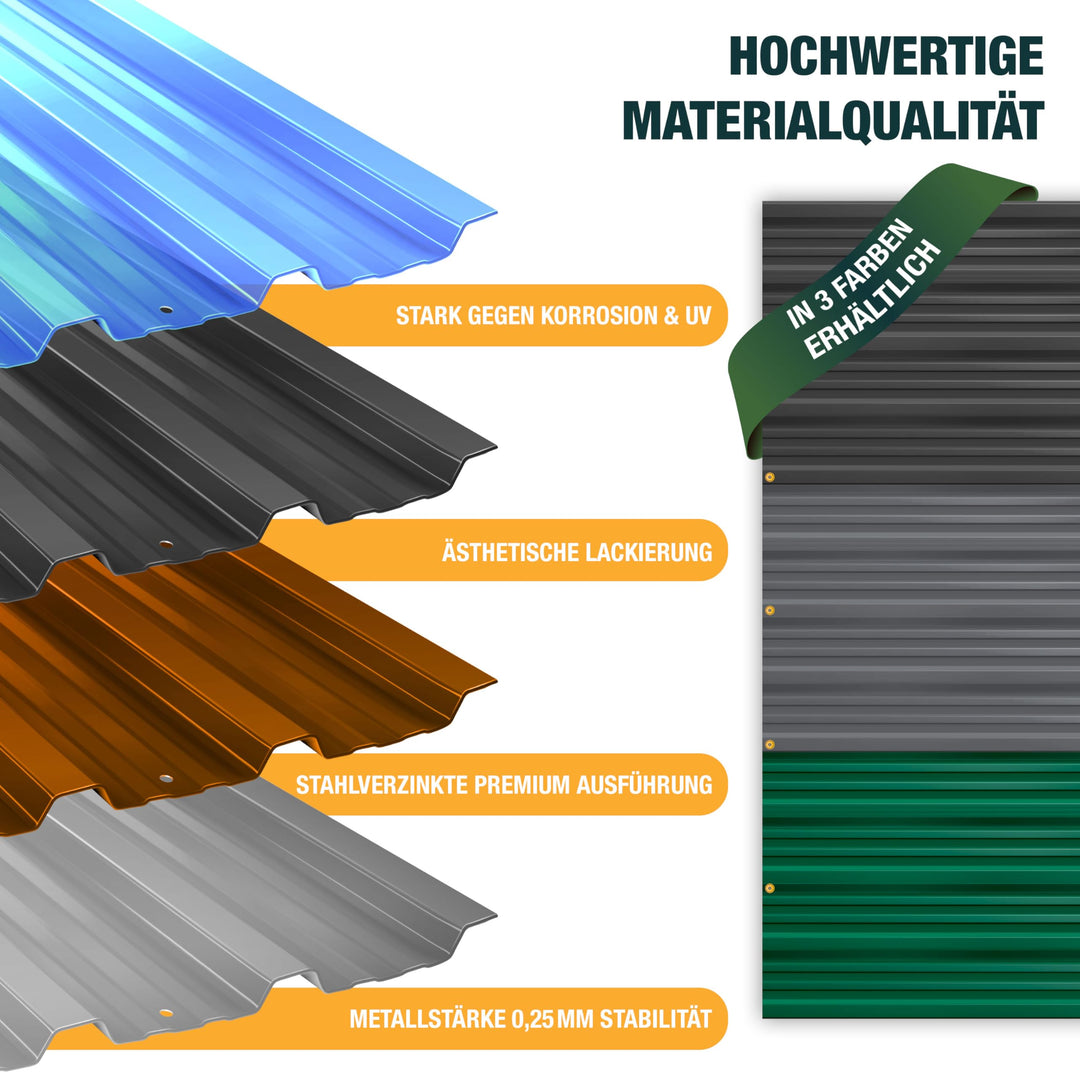Trapezblech Set 14-teilig Stahl anthrazit 110x46cm 7m² Dach - Bild 4