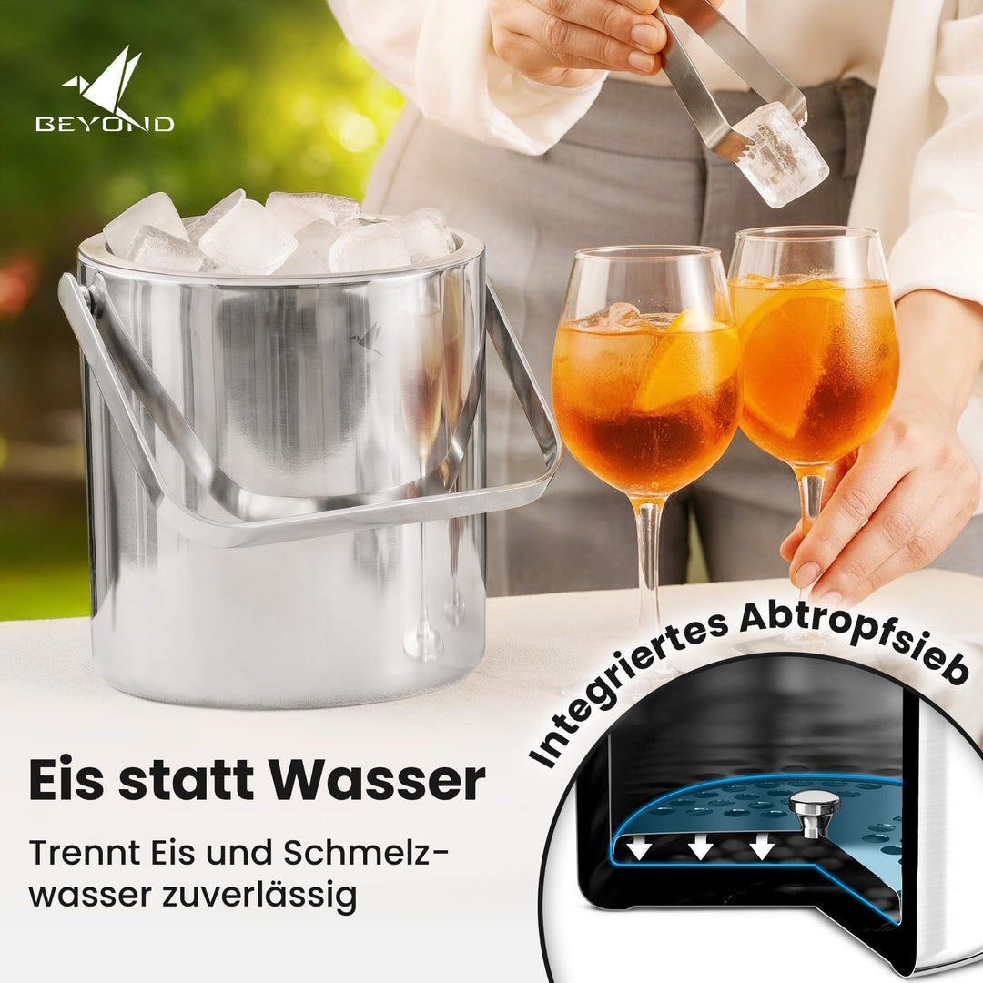 Eiseimer Edelstahl doppelwandig mit Deckel und Zange 1,3 L - Bild 8