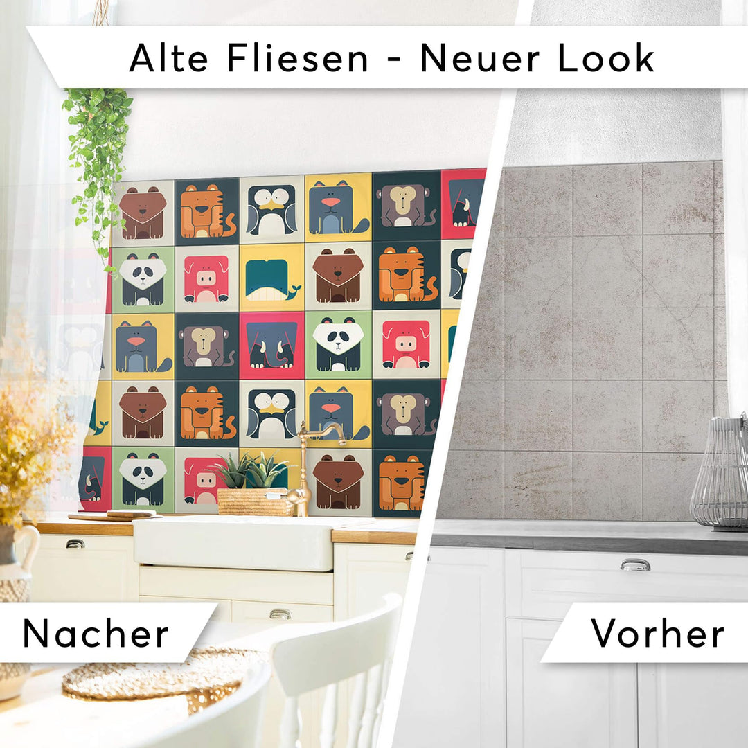 Fliesen-Aufkleber Zoo Maniac Vinyl 10x10 cm 72 Stück Kindermotiv - Bild 3