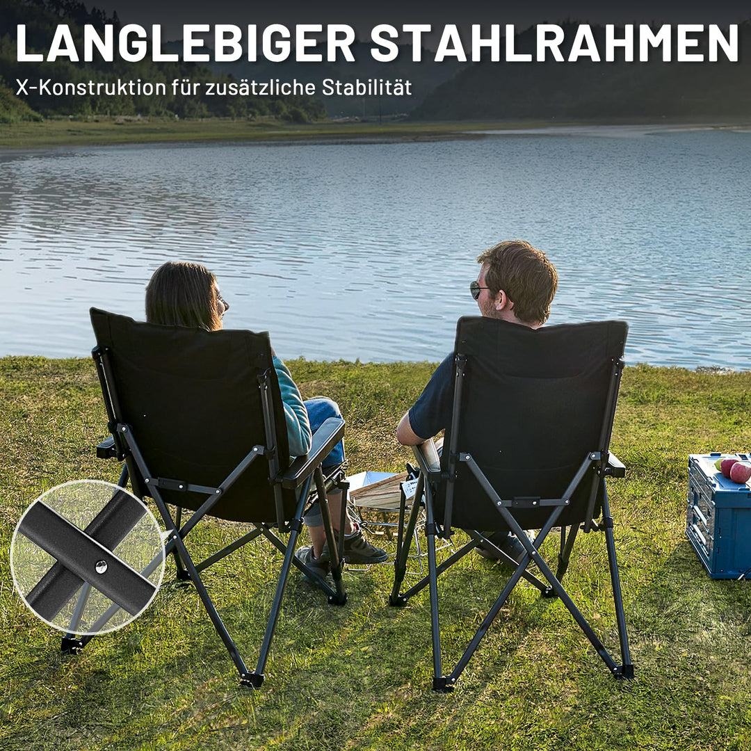Campingstuhl faltbar 260 kg Stahl 4-fach verstellbar mit Tragetasche - Bild 5