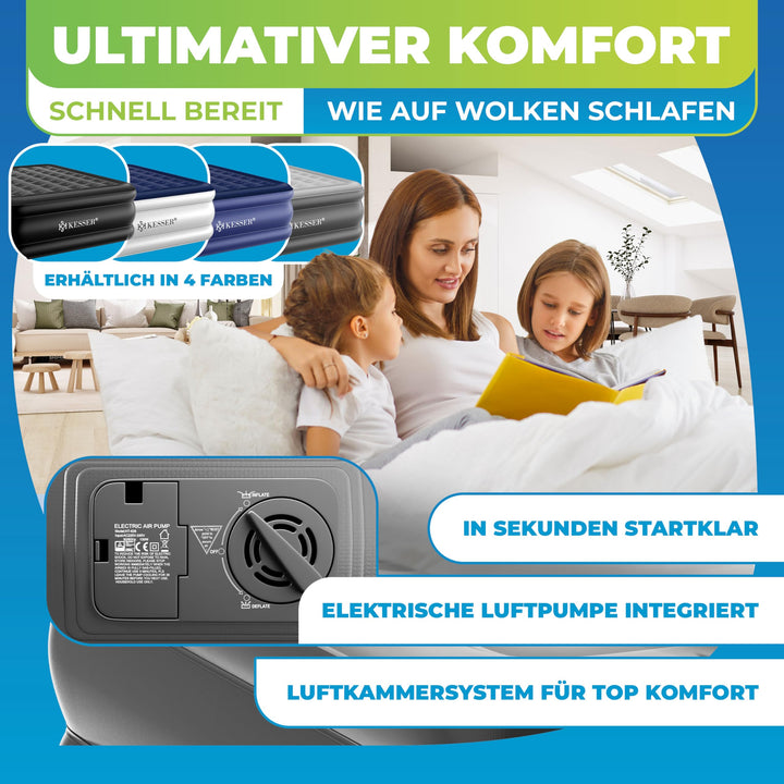 Luftbett selbstaufblasend für 2 Personen mit Pumpe 203x153x51 cm - Bild 4