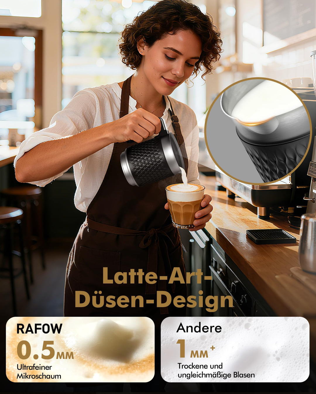 Milchaufschäumer Elektrisch 5-in-1 350ml für Cappuccino und Latte - Bild 4