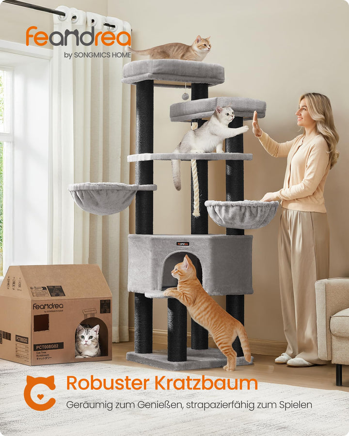 Kratzbaum XXL 186,7 cm Sisal 5 Ebenen für grosse Katzen - Bild 2