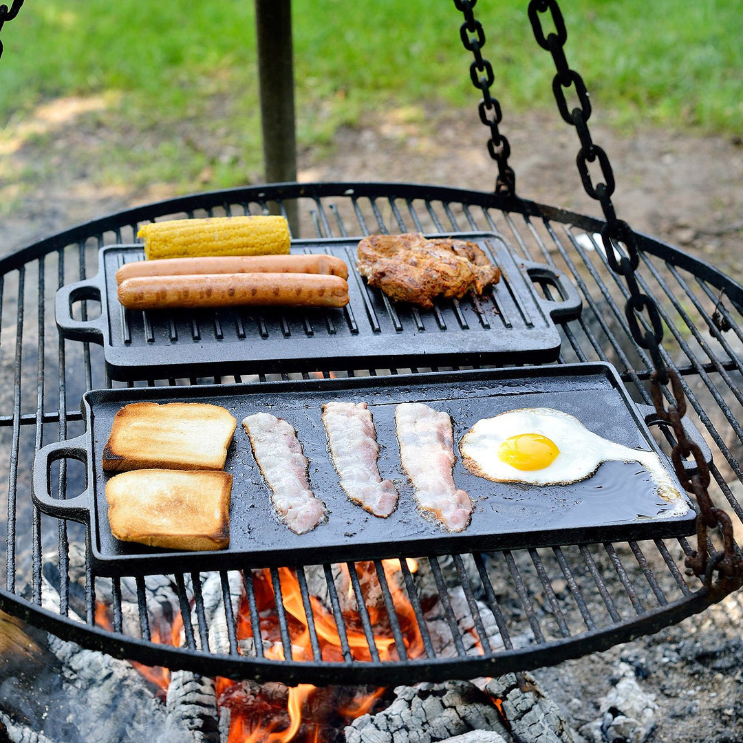 Gusseisen Grillplatte Wende-Set 2-teilig 46x23 cm für Grill und Ofen - Bild 5
