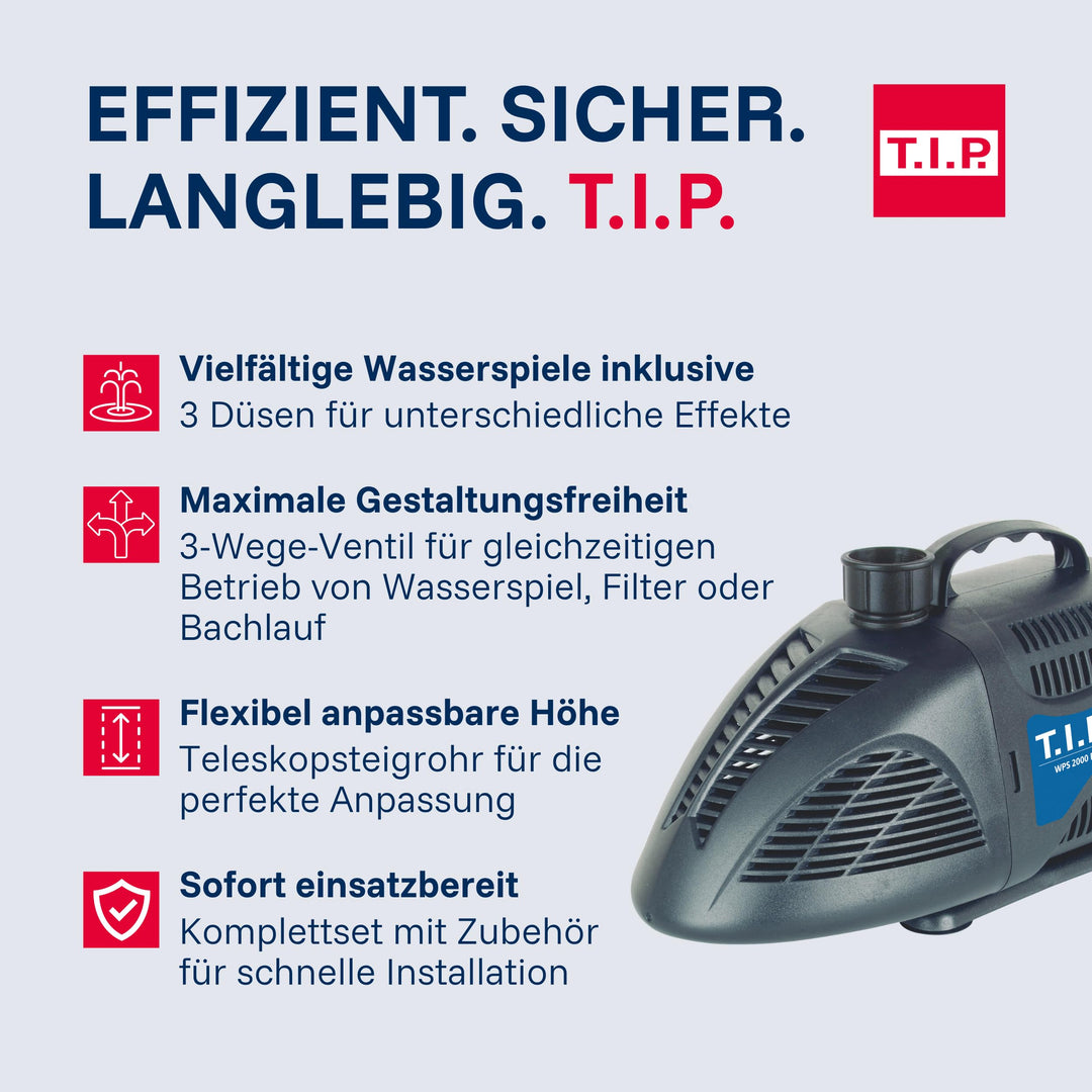 Teichpumpe 2000 l/h mit Teleskoprohr und 3 Aufsätzen für Wasserspiele - Bild 5