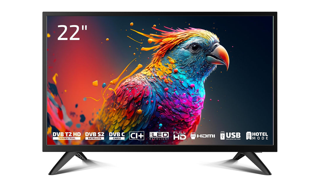 Fernseher 22 Zoll Full HD Triple Tuner HDMI USB für Küche Camping