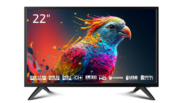 Fernseher 22 Zoll Full HD Triple Tuner HDMI USB für Küche Camping