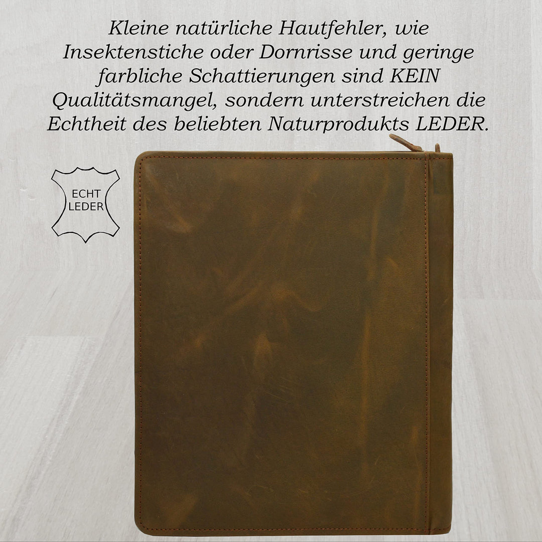Schreibmappe Echtleder Vintage Braun mit Tablet-Fach für Konferenz - Bild 7